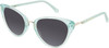 Profile View of Prive Revaux Modern Designer Polarized Sunglasses with Custom Cut Smoke Grey Lenses in Baby Blue Ladies Cat Eye Full Rim Acetate 53 mm
