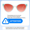 Size Awareness Illustration of Prive Revaux Modern Designer Polarized Sunglasses with Custom Cut Red Mirror Lenses in Baby Blue Ladies Cat Eye Full Rim Acetate 53 mm