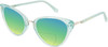 Profile View of Prive Revaux Modern Designer Polarized Reading Sunglasses with Custom Cut Powered Green Mirror Lenses in Baby Blue Ladies Cat Eye Full Rim Acetate 53 mm