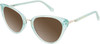 Profile View of Prive Revaux Modern Designer Polarized Reading Sunglasses with Custom Cut Powered Amber Brown Lenses in Baby Blue Ladies Cat Eye Full Rim Acetate 53 mm