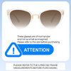 Size Awareness Illustration of Prive Revaux Modern Designer Polarized Sunglasses with Custom Cut Amber Brown Lenses in Crystal Clear Ladies Cat Eye Full Rim Acetate 53 mm