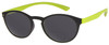 Profile View of Prive Revaux Plato Designer Polarized Reading Sunglasses with Custom Cut Powered Smoke Grey Lenses in Dark Chocolate Lime Green Unisex Round Full Rim Acetate 49 mm