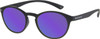 Prive Revaux Plato Unisex Round Polarized Sunglasses in Matte Caviar Black 49 mm with Custom Cut Purple Mirror Lenses