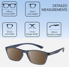 Dimensions and Measurements Illustration of Prive Revaux Socrates Designer Polarized Sunglasses with Custom Cut Amber Brown Lenses in Royal Blue Unisex Panthos Full Rim Acetate 51 mm