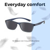 Lightweight Construction Illustration of Prive Revaux Socrates Designer Polarized Reading Sunglasses with Custom Cut Powered Smoke Grey Lenses in Royal Blue Unisex Panthos Full Rim Acetate 51 mm