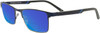 Dimensions and Measurements Illustration of Prive Revaux Spinoza Designer Polarized Sunglasses with Custom Cut Blue Mirror Lenses in Midnight Blue Unisex Rectangular Full Rim Metal 49 mm