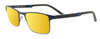 Prive Revaux Spinoza Unisex Rectangular Polarized Sunglasses Midnight Blue 49 mm with Custom Cut Gold Mirror Lenses