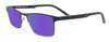 Prive Revaux Spinoza Unisex Rectangular Polarized Sunglasses Midnight Blue 49 mm with Custom Cut Purple Mirror Lenses