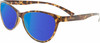 Profile View of Prive Revaux Thoreau Designer Polarized Reading Sunglasses with Custom Cut Powered Blue Mirror Lenses in Chestnut Brown Tortoise Havana Ladies Cat Eye Full Rim Acetate 54 mm