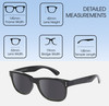 Dimensions and Measurements Illustration of Prive Revaux Tolstoy Designer Polarized Sunglasses with Custom Cut Smoke Grey Lenses in Caviar Black Unisex Panthos Full Rim Acetate 53 mm
