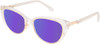 Prive Revaux Veronica Women's Cat Eye Polarized Sunglasses in Crystal Clear 53mm with Custom Cut Purple Mirror Lenses