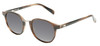 Profile View of OTIS A Day Late Designer Polarized Sunglasses with Custom Cut Smoke Grey Lenses in Eco Hornwood Unisex Round Full Rim Acetate 50 mm