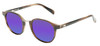 OTIS A Day Late Unisex Round Polarized Sunglasses in Eco Hornwood 50mm 10 OPTION with Custom Cut Purple Mirror Lenses