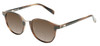 Profile View of OTIS A Day Late Designer Polarized Reading Sunglasses with Custom Cut Powered Amber Brown Lenses in Eco Hornwood Unisex Round Full Rim Acetate 50 mm