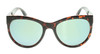 Front View of OTIS Aerial Cat Eye Sunglasses in Ochre Havana/Polarized Mirror Green Glass 56mm