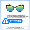 Size Awareness Illustration of OTIS Aerial Designer Polarized Reading Sunglasses with Custom Cut Powered Green Mirror Lenses in Ochre Havana Tortoise Ladies Cat Eye Full Rim Acetate 56 mm