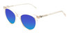 Profile View of OTIS Jazmine Designer Polarized Sunglasses with Custom Cut Blue Mirror Lenses in Eco Crystal Coral Ladies Cat Eye Full Rim Acetate 53 mm