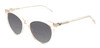 Profile View of OTIS Jazmine Designer Polarized Reading Sunglasses with Custom Cut Powered Smoke Grey Lenses in Eco Crystal Coral Ladies Cat Eye Full Rim Acetate 53 mm