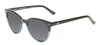 Profile View of OTIS Jazmine Designer Polarized Reading Sunglasses with Custom Cut Powered Smoke Grey Lenses in Eco Teal Bark Smokey Unisex Round Full Rim Acetate 53 mm