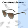 Lightweight Construction Illustration of OTIS Jazmine Designer Polarized Reading Sunglasses with Custom Cut Powered Amber Brown Lenses in Eco Teal Bark Smokey Unisex Round Full Rim Acetate 53 mm
