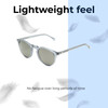Lightweight Construction Illustration of OTIS Omar Unisex Round Sunglasses in Eco Crystal Wave/Grey Polarized Glass 50 mm