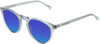 Profile View of OTIS Omar Designer Polarized Reading Sunglasses with Custom Cut Powered Blue Mirror Lenses in Eco Crystal Wave Neutral Unisex Round Full Rim Acetate 50 mm