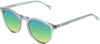 Profile View of OTIS Omar Designer Polarized Reading Sunglasses with Custom Cut Powered Green Mirror Lenses in Eco Crystal Wave Neutral Unisex Round Full Rim Acetate 50 mm