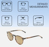 Dimensions and Measurements Illustration of OTIS Omar Unisex Round Designer Sunglasses Eco Hornwood/Brown Polarized Glass 50mm