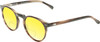 Profile View of OTIS Omar Designer Polarized Reading Sunglasses with Custom Cut Powered Sun Flower Yellow Lenses in Eco Hornwood Unisex Round Full Rim Acetate 50 mm