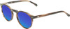 Profile View of OTIS Omar Designer Polarized Reading Sunglasses with Custom Cut Powered Blue Mirror Lenses in Eco Hornwood Unisex Round Full Rim Acetate 50 mm