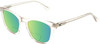 Profile View of OTIS Summer of 67 X Designer Polarized Reading Sunglasses with Custom Cut Powered Green Mirror Lenses in Eco Clear Unisex Square Full Rim Acetate 52 mm