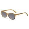 Profile View of Elton John Ambient Designer Polarized Sunglasses with Custom Cut Smoke Grey Lenses in Wood Stripe Black Fade Unisex Cat Eye Full Rim Acetate 54 mm