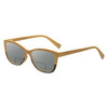 Profile View of Elton John Ambient Designer Polarized Reading Sunglasses with Custom Cut Powered Smoke Grey Lenses in Wood Stripe Black Fade Unisex Cat Eye Full Rim Acetate 54 mm