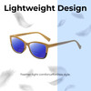 Lightweight Construction Illustration of Elton John Ambient Designer Polarized Reading Sunglasses with Custom Cut Powered Blue Mirror Lenses in Wood Stripe Black Fade Unisex Cat Eye Full Rim Acetate 54 mm