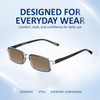 Comfort, Stylish, Everyday Confidence Illustration of Elton John Bullet Designer Polarized Sunglasses with Custom Cut Amber Brown Lenses in Black Crystal Unisex Rectangular Full Rim Acetate 47 mm