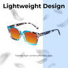 Lightweight Construction Illustration of Elton John Remix 1 Designer Polarized Sunglasses with Custom Cut Red Mirror Lenses in Sapphire Blue Marble Black White Unisex Round Full Rim Acetate 49 mm