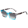 Elton John Remix 1 Unisex Round Designer NON-polarized Sunglasses in Sapphire Blue Marble Black White 49mm CHOOSE LENS COLOR with Custom Cut Grey Gradient Lenses