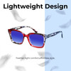 Lightweight Construction Illustration of Elton John Remix 2 Designer Polarized Sunglasses with Custom Cut Blue Mirror Lenses in Ruby Red Marble Black White Unisex Round Full Rim Acetate 49 mm