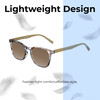 Lightweight Construction Illustration of Elton John Single 1 Designer Polarized Sunglasses with Custom Cut Amber Brown Lenses in Multi Color Crystal Brown Blue Unisex Square Full Rim Acetate 45 mm