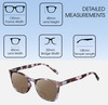 Dimensions and Measurements Illustration of Elton John Single 2 Designer Polarized Reading Sunglasses with Custom Cut Powered Amber Brown Lenses in Tortoise Havana Brown Unisex Square Full Rim Acetate 45 mm