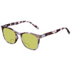 Profile View of Elton John Single 2 Designer Polarized Reading Sunglasses with Custom Cut Powered Sun Flower Yellow Lenses in Tortoise Havana Brown Unisex Square Full Rim Acetate 45 mm