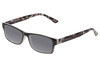 Profile View of Perry Ellis PEBX44 Designer Polarized Sunglasses with Custom Cut Smoke Grey Lenses in Gloss Black Marble Unisex Rectangular Full Rim Acetate 50 mm
