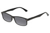 Profile View of Perry Ellis PEBX54 Designer Polarized Sunglasses with Custom Cut Smoke Grey Lenses in Gloss Black Marble Unisex Rectangular Full Rim Acetate 53 mm