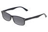 Profile View of Perry Ellis PEBX54 Designer Polarized Sunglasses with Custom Cut Smoke Grey Lenses in Gloss Navy Blue Marble Unisex Rectangular Full Rim Acetate 53 mm