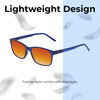 Lightweight Construction Illustration of Perry Ellis PEBX55 Designer Polarized Sunglasses with Custom Cut Red Mirror Lenses in Gloss Navy Blue Marble Unisex Square Full Rim Acetate 52 mm