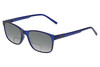 Profile View of Perry Ellis PEBX55 Designer Polarized Reading Sunglasses with Custom Cut Powered Smoke Grey Lenses in Gloss Navy Blue Marble Unisex Square Full Rim Acetate 52 mm