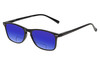 Profile View of Perry Ellis PEBX57 Designer Polarized Reading Sunglasses with Custom Cut Powered Blue Mirror Lenses in Gloss Black Marble Unisex Panthos Full Rim Acetate 50 mm