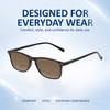Comfort, Stylish, Everyday Confidence Illustration of Perry Ellis PEBX57 Designer Polarized Reading Sunglasses with Custom Cut Powered Amber Brown Lenses in Gloss Black Marble Unisex Panthos Full Rim Acetate 50 mm
