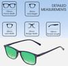 Dimensions and Measurements Illustration of Perry Ellis PEBX57 Designer Polarized Reading Sunglasses with Custom Cut Powered Green Mirror Lenses in Gloss Navy Blue Marble Unisex Panthos Full Rim Acetate 50 mm