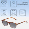 Dimensions and Measurements Illustration of Perry Ellis PEBX57 Designer Polarized Sunglasses with Custom Cut Smoke Grey Lenses in Gloss Tortoise Havana Marble Unisex Panthos Full Rim Acetate 50 mm